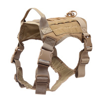 Harnais tactique pour chien en nylon 1000D imperméable, système de transport en maille résine anti-traction, poche intérieure zippée, taille moyenne