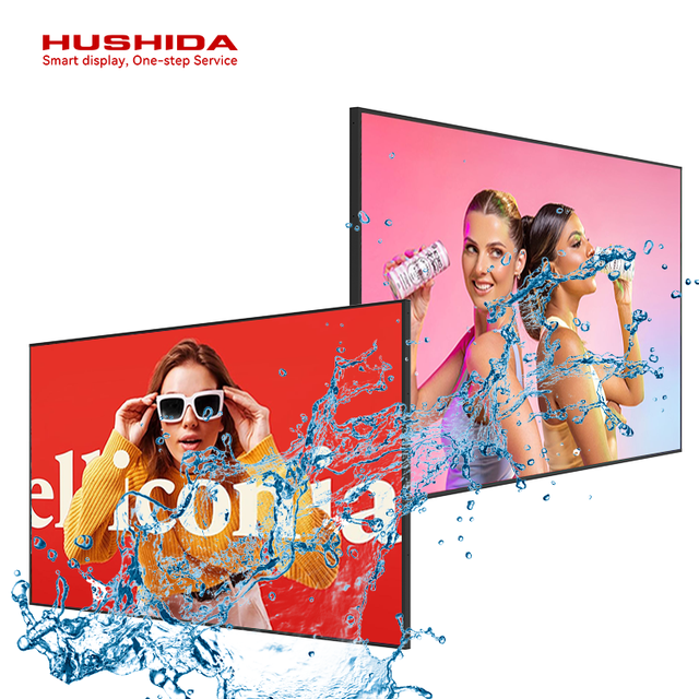 New HUSHIDA Waterproof Smart TV Monitor Video Wall Panel 4K Mini-LED IPS 1000 Nits Brightness Android OS 55/65 Inch Outdoor CMS