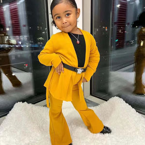 कस्टम कपड़े के लिए निर्माता कार्दिगयन कोट पैंट लड़कियों के कपड़े सेट अपने लोगो मुद्रित ठोस बच्चों के कपड़ों को तैयार करते हैं - Product Image 1