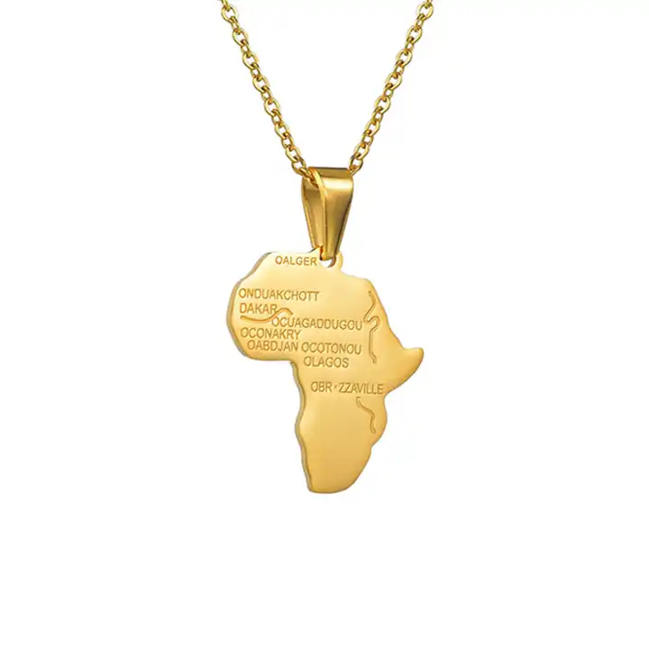 Men's African Map necklaces pendant - Silver - Umalie Collections