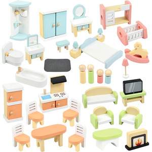 Ensemble de meubles miniatures en bois colorés, jeu de simulation, accessoire de maison de poupée, jouet éducatif pour enfants - Product Image 6