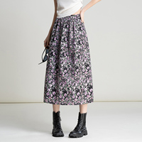 Jupe mi-longue décontractée 100 % coton à imprimé floral pour femme, nouvelle collection printemps 2026, coupe ample, personnalisable OEM, respirante, vente en gros