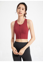 Soutien-gorge de sport à maintien élevé, antibactérien, en Spandex/Nylon, bretelles non réglables, fermetures éclair. Assure la stabilité, réduit les blessures sportives