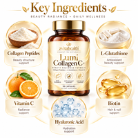 Pilules éclaircissantes pour la peau au glutathion en gros sous marque privée, capsules végétaliennes de glutathion et de collagène certifiées GMP