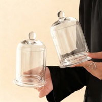 Bocal à bougie en verre transparent de forme unique Cloche à dôme en verre avec couvercle en verre