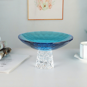 Luxury Classic Glass Engraved Cut <b>Crystal</b> Round Serving Pedestal Fruit <b>Bowl</b> Dishwasher Safe for Home Wedding Table Decor - Product Image 3
