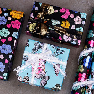 Factory Wholesale 80g Disposable Birthday Custom Luxury 43cm X 3m Metallic Art <b>Paper</b> Roll Wrapping <b>Paper</b> for Gift Packaging - Product Image 4