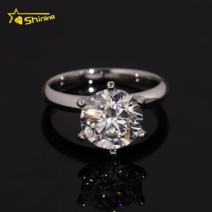 Anello di Fidanzamento da Donna in Platino PT950 con Diamante Coltivato in Laboratorio da 3 Carati, Design Classico a 6 Griffe - Product Image 1