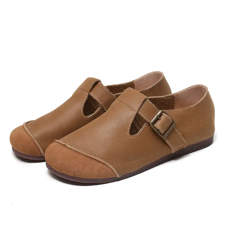 New Vintage Original Women's Single Shoes Flat Bottoms Comfortable Versatile Handmade Leather Artistic Women's Sandals