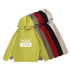 Men's Custom <b>Logo</b> Pullover Hoodie Collar Without Drawstring 100% Cotton Solid Color Oversize with Drop Shoulder and Hooded - Product Image 6