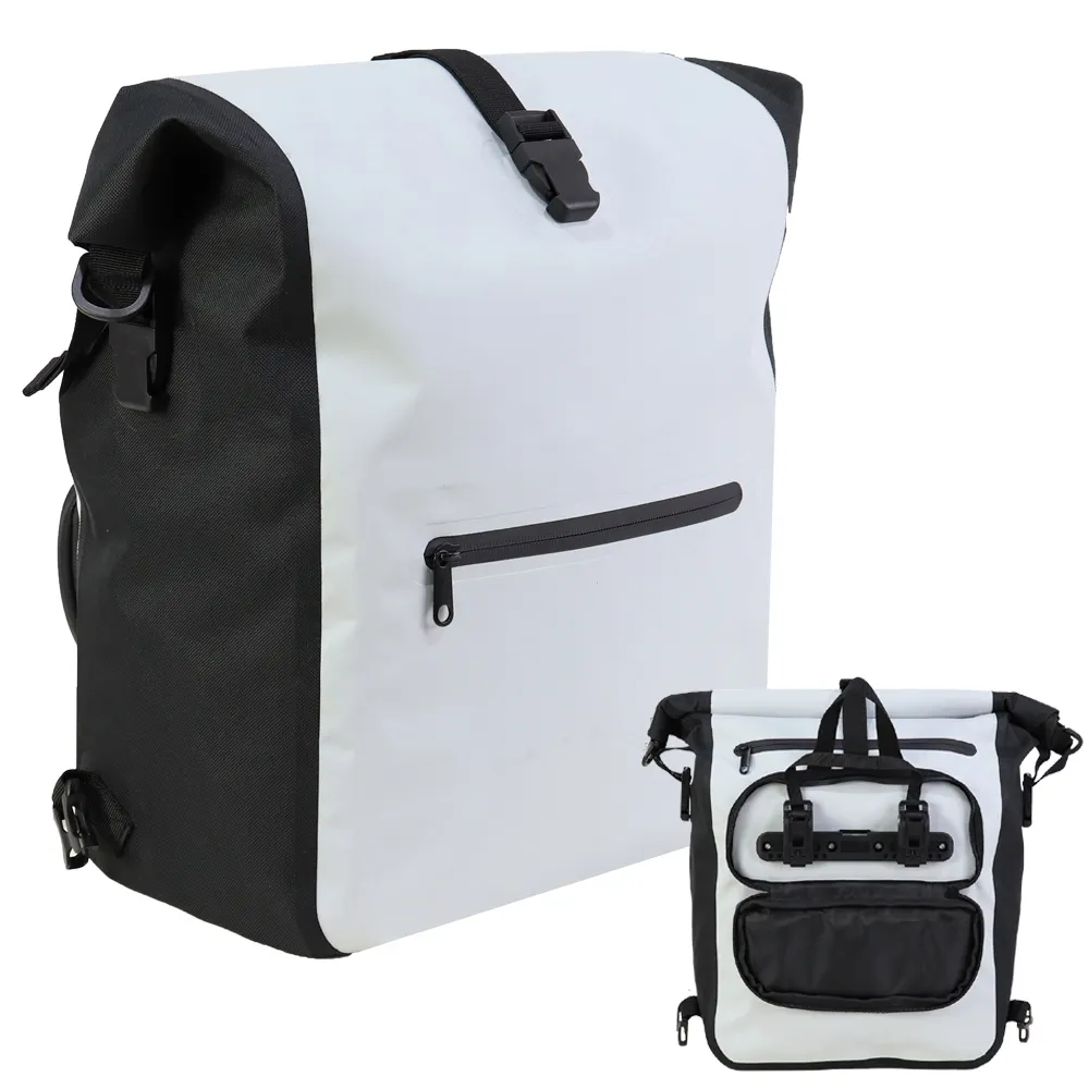Tarpaulin PVC TPU 100% Waterproof And Reflective 3in1 Bicycle Bag for Pannier Rack Backpack Shoulder Bag Rear Bike Bag Tours