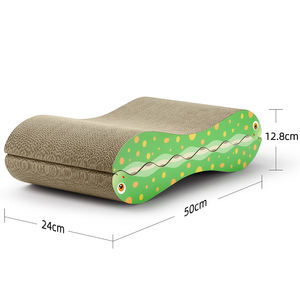 2-em-1 Sustentável Cat <span class=keywords><strong>Scratcher</strong></span> e Brinquedo Reversível Forma de Onda Papelão Papel Post para Gato Escalada <span class=keywords><strong>Pet</strong></span> Brinquedos - Product Image 3