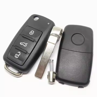 Coque de clé pliante à 3 boutons pour télécommande V-W Tiguan Golf Sagitar Polo MK6, lame non taillée, accessoires de clé de voiture
