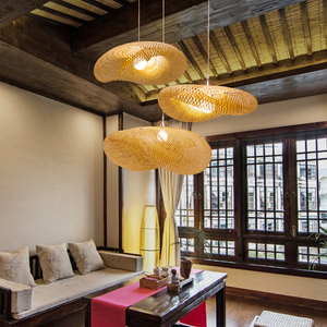Rotin bambou <span class=keywords><strong>Cage</strong></span> pendentif éclairage grande taille osier tissage plafond lustre bambou suspension lampe - Product Image 5