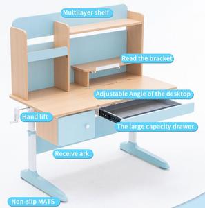 Table d'apprentissage pour enfants à prix d'usine, bureau d'étude pour enfants avec plateau inclinable et tiroirs compartimentés pour chambre d'enfant - Product Image 2