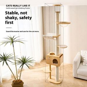 Árbol para Gatos Moderno y Grande, de Piso a Techo, con Plataforma de Salto, Material de Sisal y Lana, Torre para Mascotas - Product Image 3
