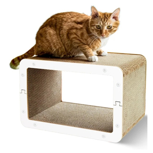 Rascador Modular 3D para Gatos con Pegatinas Blancas y Almohadilla de Cartón Corrugado Conectable DIY para Descanso de Gatos - Product Image 1