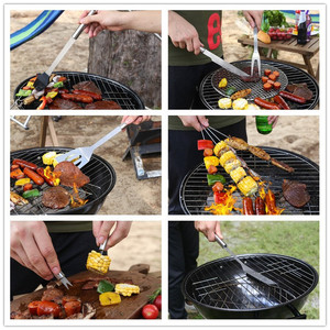 Ensemble de pinces de barbecue portables en acier inoxydable W011 pour l'extérieur avec sac Oxford, brosse et fourchette à barbecue – Outil domestique en gros - Product Image 4