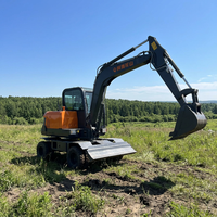 Excavator Roda Alat Berat Pemindah Tanah 6t Ban Excavator Beroda Dengan Mesin EPA EURO5