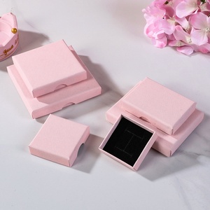 Thin 1.5cm Embossed <strong>Cardboard</strong> Square Handmade Floating Grid <strong>Model</strong> Jewelry Box Matt Lamination Pink Earring Ring Gifting - Product Image 4