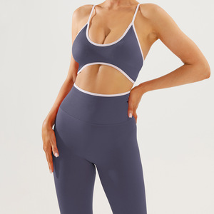 Ensembles de yoga pour femmes <span class=keywords><strong>Ensemble</strong></span> de yoga dos nu à couleur bloquée Vêtements de fitness à séchage rapide pour femmes Pantalon de yoga de sport maigre et amincissant - Product Image 6