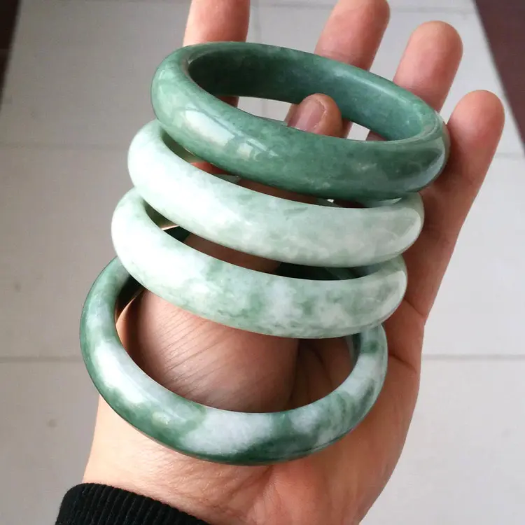 Đồ trang sức thời trang màu xanh lá cây đá tự nhiên Ngọc Trang sức bất Jade Bracelet Bangle cho phụ nữ