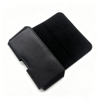 Étui universel en cuir noir personnalisé pour téléphones portables avec fermeture auto-agrippante – Housse pour homme