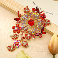Bros Berlian Penuh Motif Bunga Multi-warna Berlapis Logam Bahan Paduan Fashion Mewah untuk Gaun Wanita