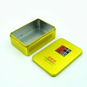 Contenedor de metal rectangular para almacenamiento de galletas y té, contenedor de comida