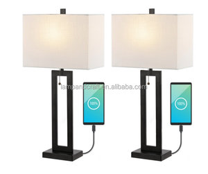 Iron LED Table <b>Lamp</b> With USB <b>Charging</b> Port, Nickel for USA and UK Middle East Market - Product Image 3