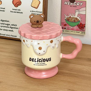 Tasse en céramique Dragon Nest Bear Stemmed 301-400ml avec couvercle et cuillère, résistante à la chaleur, cadeau pour femme - Product Image 5