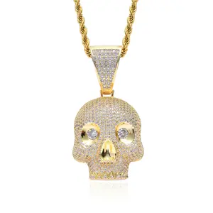 European and American internet celebrity hip-hop style micro-inlaid zircon skull pendant hip-hop jewelry for gift