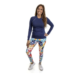 Leggings in bambù a vita alta a vita intera XXL tinto in cravatta con decorazione a forma di V collant sportivi traspiranti Logo personalizzato - Product Image 2