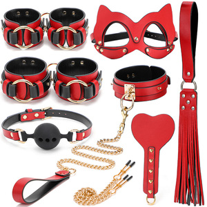 Red PU <b>Bondage</b> <b>Collar</b> With Ball Gag For Adult Use - Product Image 5