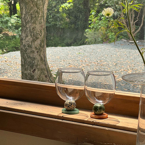 Verre à saké de style japonais avec base en jade, fait à la main, esthétique élevée, tasse à thé, café, jus transparente, vaisselle créative pour la maison, cadeau - Product Image 4