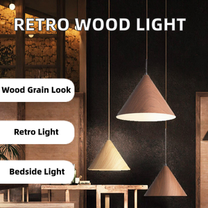 Japanese Style Retro Dining Table and Bar Table Chandelier Creative Wood Grain Color Living Room <b>LED</b> Gold - Product Image 2