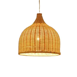 Creative Design Vintage Garden Hanging Light Natural Bamboo and Rattan Hand Pendant Lamp