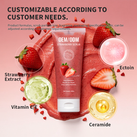 OEM/ODM Klantspecifieke Biologische Aardbeien Scrub met Hyaluronzuur, Vitamine C, Ceramide, Chemische Dieptereiniging, Exfoliatie en Whitening