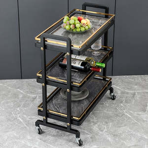 Chariot de service buffet en acier inoxydable à 3 niveaux pour <span class=keywords><strong>salon</strong></span> de beauté et hôtel, chariot de rangement multifonctionnel pour manucure - Product Image 4