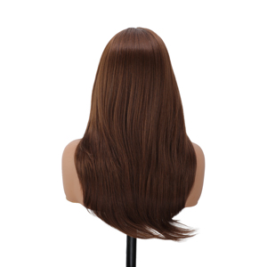 Perruque Lace Front Synthétique <span class=keywords><strong>Marron</strong></span> de 22 Pouces pour Femme, Transparente, Ajustable, Ligne de Cheveux Naturelle, Lisse, Haute Qualité - Product Image 2