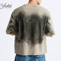 T-shirt vintage pour homme en coton épais 100 %, délavage Monkey Wash, manches courtes, 285 GSM, col rond, coupe ample, impression DTG, OEM ODM