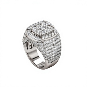Luxury Unisex Hip Hop Bling Wedding Jewelry Championship 925 Silver Gold Plated Moissanite Diamond Large Square <b>Pinky</b> Party <b>Ring</b> - Product Image 1