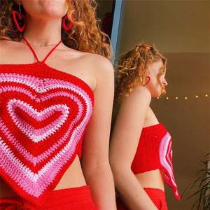 Traje de Baño Personalizado para Mujer, Diseño de Corazón, Top de Punto con Estampado de Corazón, Bikini Sexy, Traje de Baño de Playa para Mujer, Top de Bikini de Crochet - Product Image 4