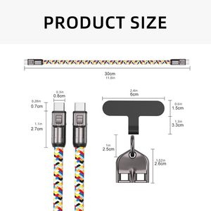 Tipo C cordino per telefono 240W USBC intrecciato in Nylon 30cm 5A ricarica rapida 480mbps sincronizzazione dati TPE fibbia per telefono cellulare - Product Image 6