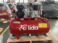 Compresseur d'Air à Courroie à Piston Luowei 2HP 10 bar, Machine Robuste de 100 Litres, Compresseur d'Air à Piston Rouge