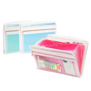 13 Pockets Accordion File Organizer Filing Boxes Organizers A4 Letter Size Portable Document Organizer Waterproof Plastic Home S