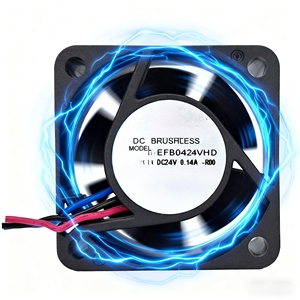 พัดลมระบายความร้อนอุตสาหกรรม EFB0424VHD-R00 24V DC 0.14A แบบแกนหมุน ขนาด 40x40x20 มม. วัสดุพลาสติก ความเร็ว 9000 รอบต่อนาที ปริมาณลม 10.1 ลูกบาศก์ฟุตต่อนาที สายไฟ 3 เส้น รับผลิตแบบ ODM/OEM - Product Image 1