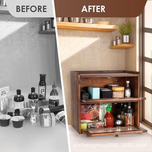 Wooden Bread Box Rectangle Solid Wood Storage Cabinet For <b>Kitchen</b> Counter Display Cake Dessert Storage - Product Image 4