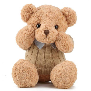Oso de peluche estilo vintage con suéter, juguete de peluche rizado y esponjoso para regalo de boda, adorno para habitación infantil, mesa o gabinete. - Product Image 5