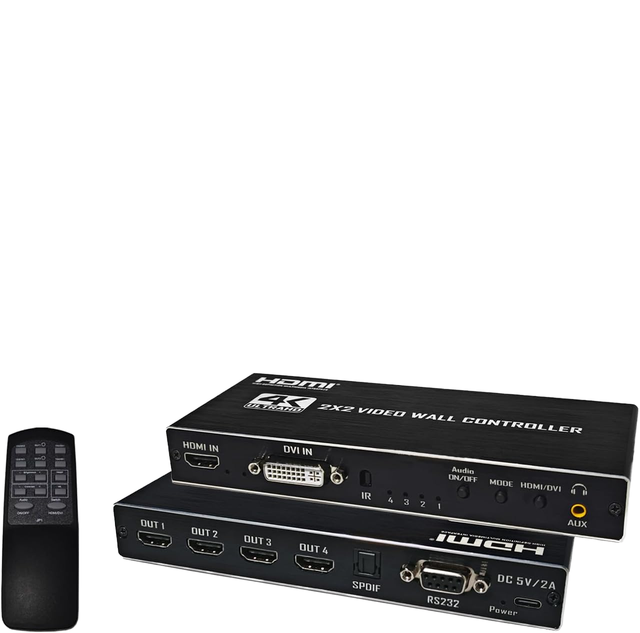 TV-look Factory 2x2 &DVI Input 4K Aluminum Alloy Video Wall Controller RS232 180 Rotate Audio 4 TV Screens 1 Wall Display